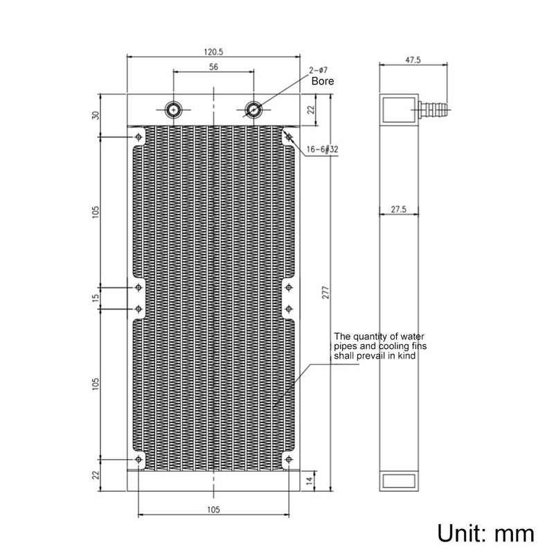 Clyxgs Water Cooling Radiator, 12 Pipe Aluminum Heat Exchanger Radiator with Fan for PC CPU Computer Water Cool System DC12V 240mm Black - Image 3